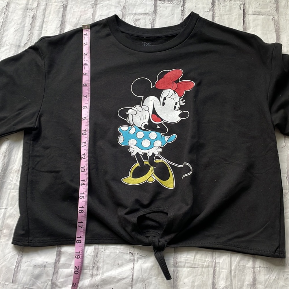 Disney Minnie Mouse Semi Cropped Tie Front Long Sleeve - Picture 8 of 10